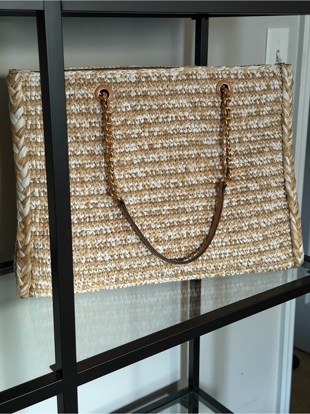 Tory Burch Ella Woven Logo Large Tote - Picture 6 of 9
